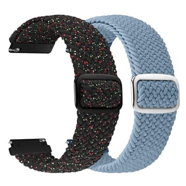 2 Pack Quick Release Braided Bands - 18mm 19mm 20mm 22mm 24mm Solo Loop Adjustable Soft Band for Women Men - Image 1