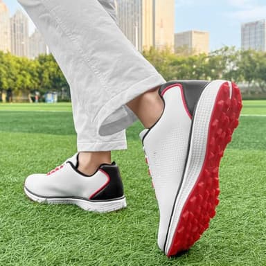Zakey Golf Shoes Men Sipkeless Golf Wears for Male Golfers Sneakers Outdoor Walking Footwears (9.5,WhiteRed) - Image 5