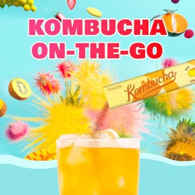 TEAZEN Kombucha Tea Sunset Bliss Hydration Variety Pack - 20 Sticks, 5 Flavors (Peach, Mango-Guava, Strawberry-Kiwi, Citron, Mulled Wine) - Image 3