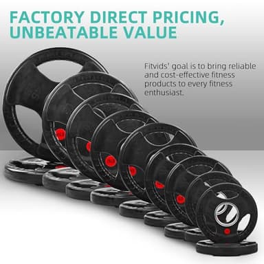 Fitvids Olympic Cast Iron 2-Inch Weight Plates Including 5FT Olympic Barbell Bar & Safely Locks, 100 Pounds Set (85 Lbs Plates + 15 Lbs Barbell Bar), Multiple Packages - Image 5