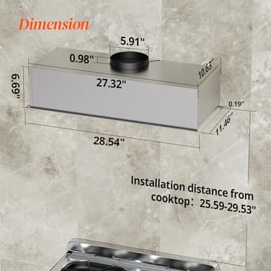 FIREGAS Range Hood 28 inch, Built-in Stainless Steel Kitchen Vent Hood with 450 CFM, 3 Speed Exhaust Fan, 2 LED Lights & Button Control, Ducted/Ductless Convertible - Image 6