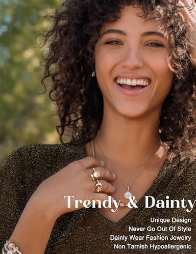 FIBO STEEL 9 Pcs Fidget Anxiety Rings for Women Men Spinner Rings for Anxiety Relieving Stress Open CZ Flower Moon Star Anti Rotatable Rings Adjustable - Image 6