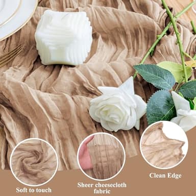 Wokceer Cheesecloth Table Runner 12Pack 10FT Nude Brown Christmas Gauze Cheese Cloth Table Runner for Party Rustic Sheer Table Runners for Baby Bridal Shower Wedding Easter Decor - Image 3