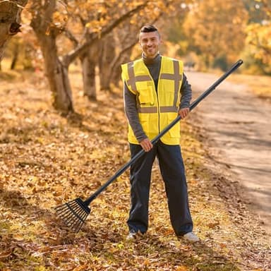 Small Rake for Leaves, 11 Metal Tines Narrow Leaf Rake, 60'' Leaf Rakes for Lawns with Adjustable Steel Handle for Camping Flower Beds Mulch Shrub, Black - Image 2