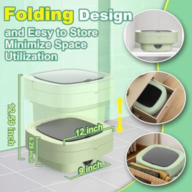 Portable Washing Machine, 11L Mini Washing Machine with 3 Cleaning Modes, Suitable for Baby Clothes, Underwear, Socks, Small Washing Machine Folding Design Suitable for Apartments, Camping & Travel - Image 6