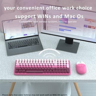 Wireless Keyboards and Mouse Combos, UBOTIE Colorful Gradient Rainbow Colored Retro Typewriter Flexible Keyboard, 2.4GHz Connection and Optical Mouse(Rosy Gradient) - Image 3