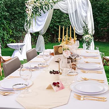 KIRE 100PCS Disposable Plates - White with Gold Rim for Thanksgiving Party/Wedding - Includes 50Pieces 10.25inch Dinner and 50Pieces 7.5inch Dessert/Salad Plates - Image 8