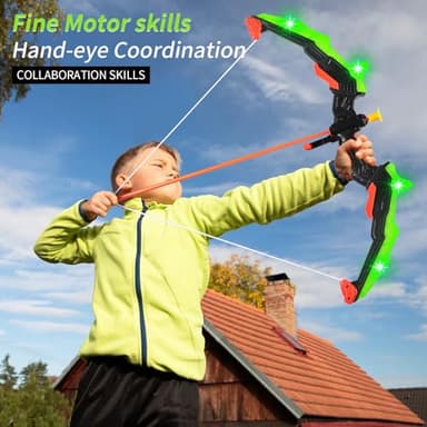 ASMAD Kids Bow and Arrow Set, LED Light Up Archery Toy Set, 10 Suction Cup Arrows, Target & Quiver, Indoor and Outdoor Kids Toys for Children Boys Girls, Christmas Birthday Gifts for Kids(1 Pack) - Image 3