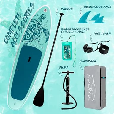 FEATH-R-LITE Inflatable Paddle Board Stand Up Paddleboards for Adults SUP with Complete Premium Accessories Pump, Adjustable Paddle, Leash, Three Fins, Waterproof Phone Bag, Repair Kit, Backpack - Image 4