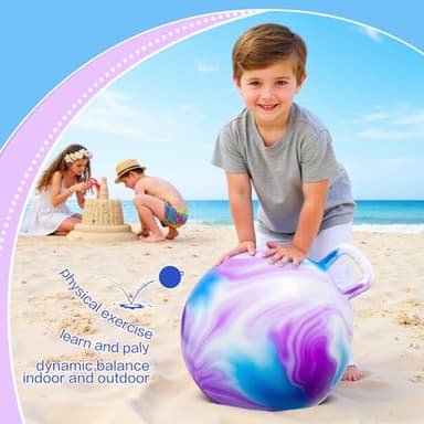 INPANY Hopper Ball, 18 Inches Bouncy Ball with Handles, Bouncing Bounce Balls Hopper, Inflatable Jumping Hopping Toys for Kids Ages 3-6, Hoppity Hop Girls Boys Gifts, Pump Included - Image 7