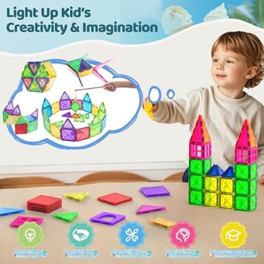 Mini Magnetic Tiles Toddler Toys, Travel Set Magnetic Building Blocks for Kids Ages 3+, Educational Toy for Boys Girls for Sensory Play Preschool Learning Classroom Must Haves Decor - Image 9