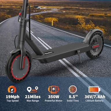 Folding Electric Scooter for Adults with Seat- 19MPH & 21-Mile Range, 350W Motor, 8.5" Solid Tires with App Control & Dual Brake System - UL2272 Certified Commuter E-Scooter - Image 9