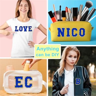 ASTARON 26 Pcs Self Adhesive Letter Patches Chenille Letters Stickers, A-Z Embroidered Applique Patches Alphabet Cloth Patch for Clothes, Bags, Hat, Phone Case, DIY Accessories (Dark Blue) - Image 5