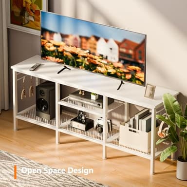 Furologee TV Stand for TVs up to 55 Inch, Entertainment Center with Open Storage Shelves, Media Console Table with Soundbar Shelf for Living Room, Bedroom, White - Image 6