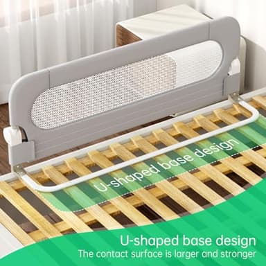 UPGOGO Folding Bed Rail for Toddlers,Baby Bed Rail Guard with Reinforced Anchor Safety System,Fit Bunk,Full Size,Queen,King,Twin(Grey,71"x23.6") - Image 4