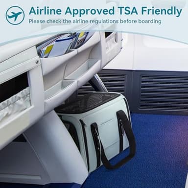 PETSFIT Soft-Sided Cat Carriers & Car Seats with Patent Safe Buckles, Clip-On Harness，18"x11"x11" Airline Approved Pet Carrier - 9 lbs Capacity (Cyan Blue) - Image 9