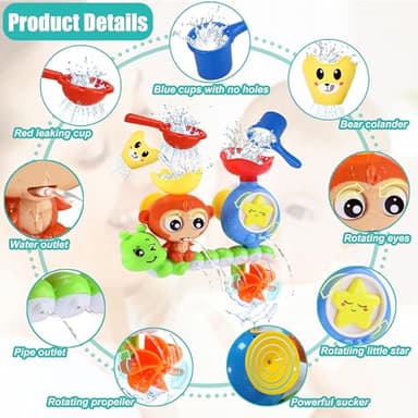 Bath Toys for Kids Ages 1-3 Toddler Bath Toys for Babies 1 2 3 Year Old Boys Girls Water Bathing Tub Toy for 12 18 Months Infant with Cups - Image 5