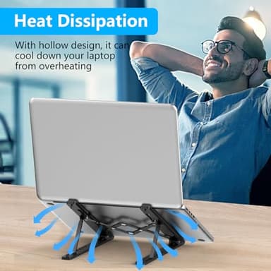 Gogoonike Adjustable Laptop Stand, Portable Laptop Riser for Desk, ABS+Silicone Foldable Ventilated Cooling Notebook Holder Stand for 10-15.6” Laptops,Tablets - Image 7