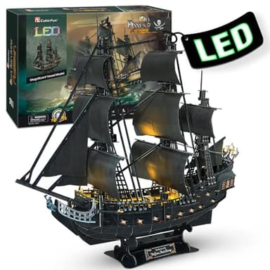 3D Puzzles for Adults Home Decor Pirate Ship Gifts for Men Women Model Kits Brain Teaser Puzzles for Adults Teacher Gifts,Queen Anne's Revenge 340 Pcs Dad'sGift - Image 1