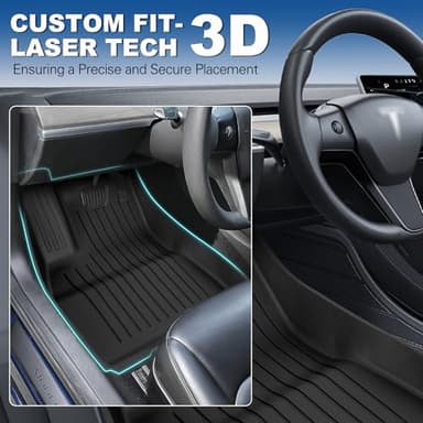 Weize Floor Mats Fit for Tesla Model 3 Highland 2025 2024, TPE All Weather Cargo Liner Floor Mats and Cargo Trunk Mats Accessories Front Rear Cargo Mat Full Set - Image 5