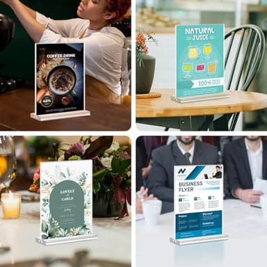 Acrylic Sign Holder, 5x7, 15 Pack Vertical Clear Table Menu Display, Double Sided, Plastic Stand, Suitable for Restaurants, Office, Store, Fair - Image 8