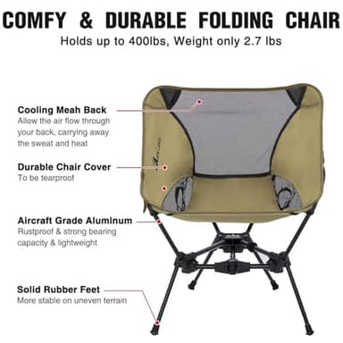 MOON LENCE Portable Camping Chair Lightweight Foldable Chair - The 4th Generation Portable Folding Chair - Compact, Ultralight Folding Chairs for Hiking Mountaineering Beach - Image 7