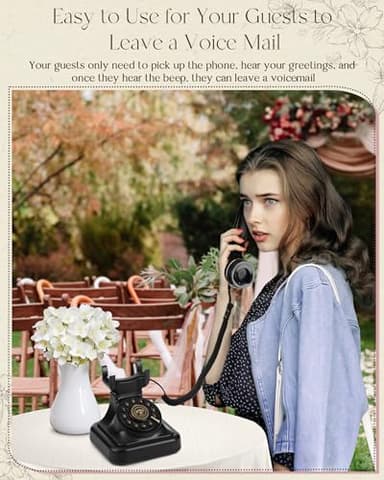 FONYICK Audio Guest Book Wedding Phone, Retro Phone Guestbook for Record Voice Messages, Personalized Wedding Guest Book Telephone for Bridal Shower, Birthday, and Daily Diary, Black - Image 4