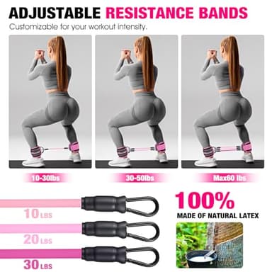 HOXWC Ankle Resistance Bands with Cuffs, Ankle Bands for Working Out, Ankle Resistance Band for Leg, Booty Workout Equipment for Kickbacks Hip Fitness Training, Exercise Bands for Butt Lift Women - Image 7
