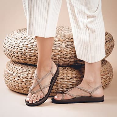 Plaka Lagoon Arch Support Sandals for Women - Comfort Collection, Strappy Braided & Water-Resistant Design - Ideal for Walking, Beach & Summer Use - Patented Sole - Brazilian Sand, Size 7 - Image 4