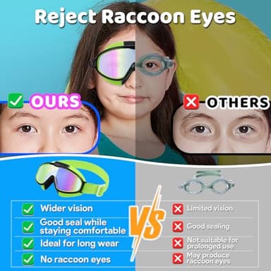 Vvinca Kids Goggles with Comfort Fabric Strap, Kids Swim Goggles Wide View Anti-Fog/UV No Leaking Swimming Goggles for 3-14 - Image 8
