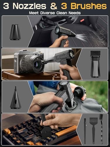 COOLDOVE Super Wind Monster - 1 Min Fast Cleaning Dust, Compressed Air Duster, 4-Gear Adjustable Electric Air Duster with Light, Rechargeable Air Blower for Keyboard, PC, Car, and Home Cleaning - Image 8