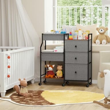 Modanais Baby Diaper Caddy Organizer and Storage - 3 Tier Rolling Cart with Dividers and Drawers, Easy To Assemble, Mobile Utility Cart with Wheels for Nursery, Bedroom, Changing Table & Crib - Image 7