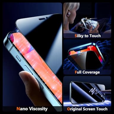 UniqueMe for iPhone 12 / iPhone 12 Pro Privacy Screen Protector - [Military Grade Shatterproof & 9H+ Hardness] Screen Protector 12 Pro Tempered Glass Full Coverage Protection, Easy to install, 2 Packs - Image 7