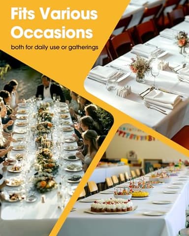 Niuara White Fabric Rectangle Table Cloth - 6 Pack, 60" × 102" Washable Tablecloth for 5FT Tables, Wrinkle-Resistant & Heat-Proof Table Cover for Weddings, Dinners & Parties - Image 7