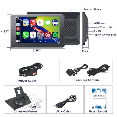 Gegaibe Wireless Car Stereo with Apple CarPlay/Android Auto, Portable Touch Screen Car Radio Multimedia Player with Bluetooth, Backup Camera, Navigation, Mirror Link for All Vehicles - Image 7