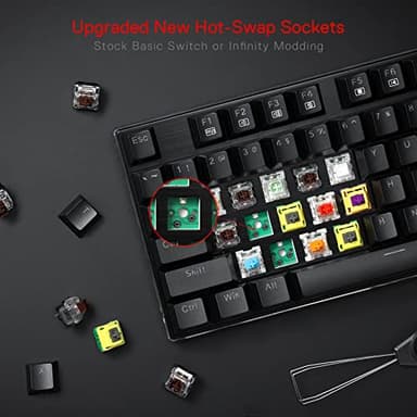 Redragon K556 RGB LED Backlit Wired Mechanical Gaming Keyboard, 104 Keys Hot-Swap Mechanical Keyboard w/Aluminum Base, Upgraded Socket and Noise Absorbing Foams, Quiet Linear Red Switch - Image 5
