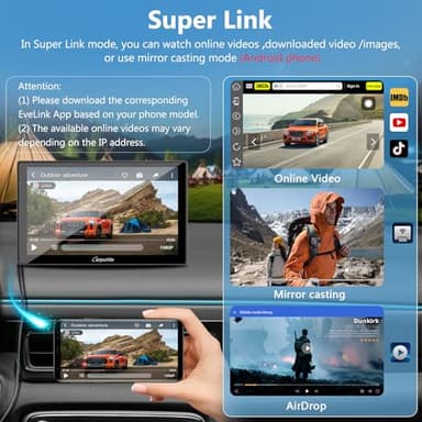 CARPURIDE W905 Portable Carplay & Android Auto, 9'' Touch Carplay Screen for Car, 4K Dash Cam,1080p Backup Camera, Car Play Navigation with Mirror Link/Siri/FM/Bluetooth/Light Sensor, for 12-24V - Image 4