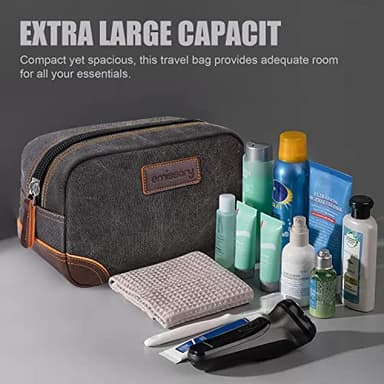 emissary Toiletry Bag for Men, Canvas Travel Toiletry Bag Men's Dopp Kit, Water-resistant Bathroom Bag Mens Shaving Kit, Travel Kit Small Bags, Shaving Bag, Toiletry Bags - Image 3