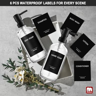 GMISUN Clear Glass Soap Dispenser, 3 Pack Bathroom Hand Soap Dispenser with Plastic Pump, 16 Oz Kitchen Hand and Dish Clear Dispenser Set, Modern Vintage - Image 6