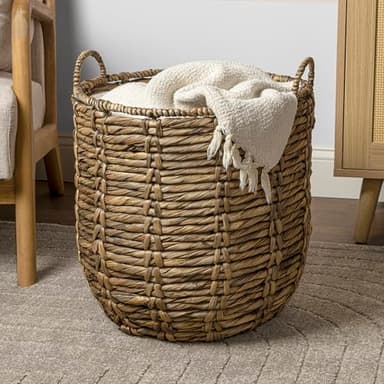happimess BSK1003B Laurel 19.49" Bohemian Handwoven Abaca Hamper Basket with Handles, Brown for Storage and Decoration in Bathroom, Bedroom, Living Room - Image 6