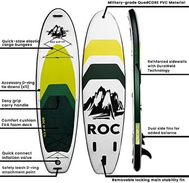 Roc Inflatable Stand Up Paddle Board 10' 6" with Premium SUP Paddle Board Accessories, Wide Stable Design, Non-Slip Comfort Deck for Youth & Adults - Image 5