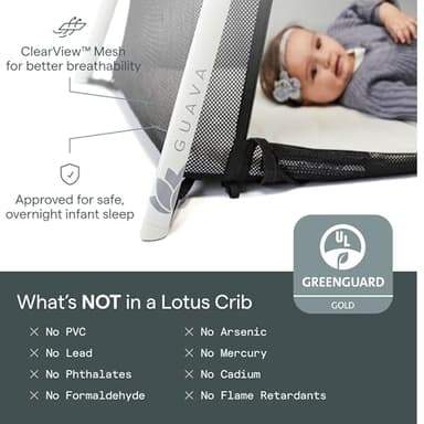 Guava Family Travel Crib includes Lightweight Backpack Design | Certified Baby Safe Portable Crib | Folding Play Yard, Comfy Mattress for Babies, Toddlers | Compact Baby Travel Bed - Image 6