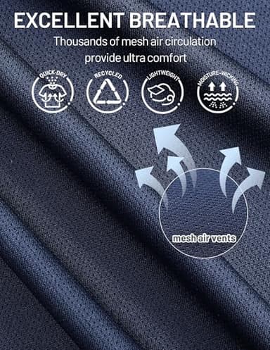 MIER Men's Short Sleeve T-Shirts Quick Dry Athletic Shirts Moisture Wicking Workout Running Polyester Tee Navy, S - Image 3