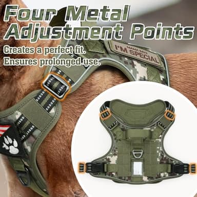 rabbitgoo Tactical Dog Harness Medium Sized Dog, No Pull Military Service Vest with Handle & Molle, Easy Control for Training Walking, Adjustable Reflective Straps, Green camo, M - Image 2