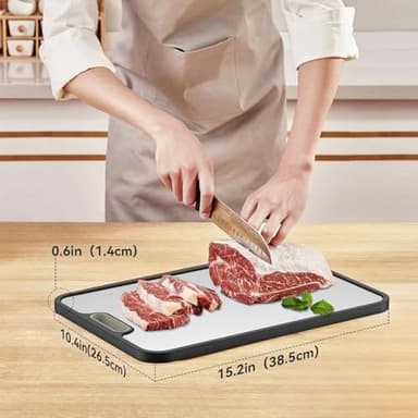 Titanium Cutting Board, Cutting Boards for Kitchen Double Sided, Pure Titanium/Wheat Straw PP Chopping Board, Large Size 15.2"×10.4", Dishwasher Safe - Image 6