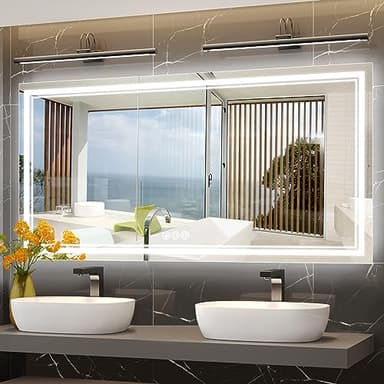 Ratsamee 84x40 Inch Led Mirror for Bathroom with Front Light and Backlit, Dimmable Anti Fog Wall Bathroom Mirror with Led Lights, Water Proof, Decor Vanity Mirror - Image 1