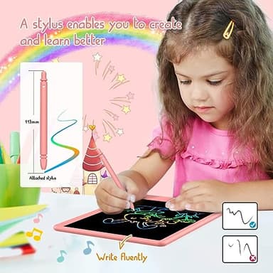 BUKEBU LCD Writing Tablet Doodle Board,10.5 inch Colorful Drawing Pad,Electronic Drawing Tablet, Drawing Pads,Travel Gifts for Kids Ages 3 4 5 6 7 8 Year Old Girls Boys (Pink) - Image 3