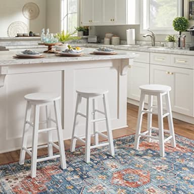 Linon Zeke White 24" Counter Stool with Round Seat - Image 14