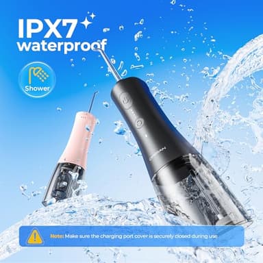 Operan Water Flosser for Teeth, 300ML Portable Dental Flosser with 4 Modes & 4 Nozzles, IPX7 Waterproof Rechargeable Oral Irrigator, Long Battery for Home, Braces Flossers, and Travel-Black+1Pack - Image 6