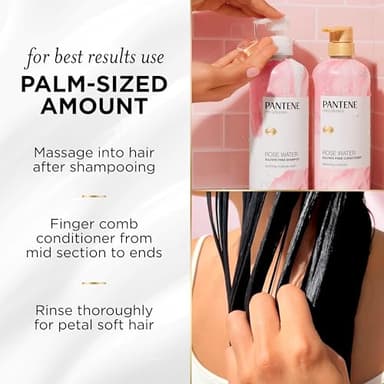 Pantene Rose Water Conditioner, Soothes, Replenishes Hydration, Safe for Color Treated Hair, Nutrient Infused with Vitamin B5 and Antioxidants, Pro-V Blends, 30.0 oz - Image 8